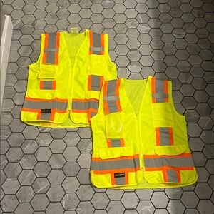 High-Visibility Safety Vest Jacket - Neon Yellow with Orange Trim